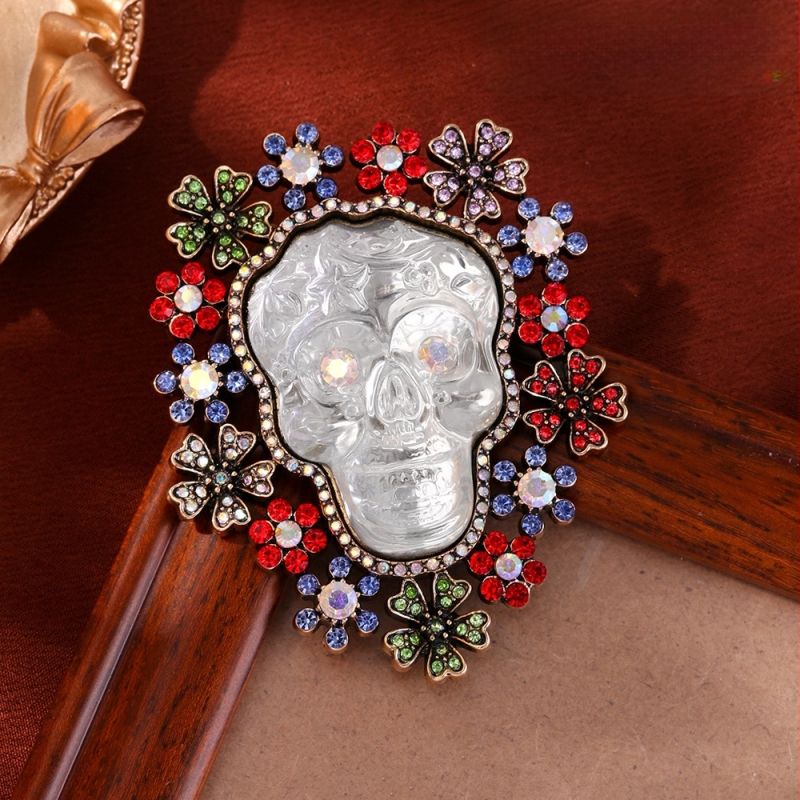 Europietiško ir amerikietiško viduramžių vintažinio dizaino Helovino kaukolės sagė, moteriška segtuko, aukštos klasės, nišinė, nauja korsažas