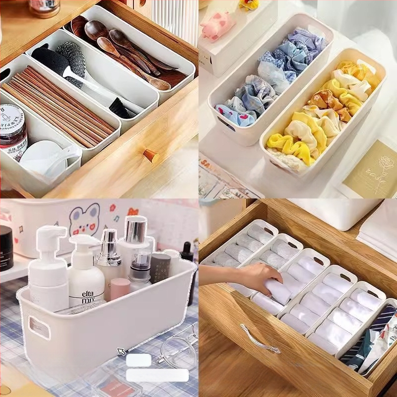 Namams skirta paprasta pieno baltumo laikymo dėžutė, stalviršio organizavimo dėžutė, stačiakampė laikymo dėžutė, daugiafunkcinė stalčių laikymo dėžutė