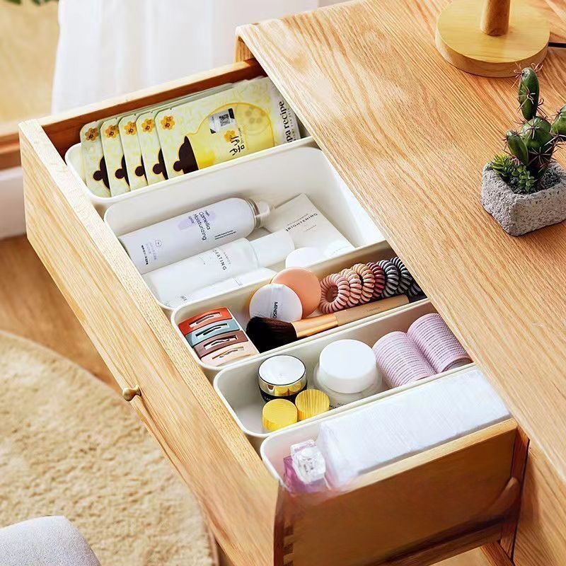 Namams skirta paprasta pieno baltumo laikymo dėžutė, stalviršio organizavimo dėžutė, stačiakampė laikymo dėžutė, daugiafunkcinė stalčių laikymo dėžutė