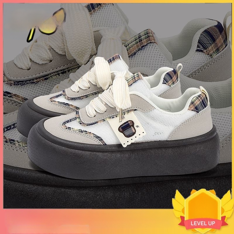 Storapadžiai, ūgį didinantys tėčio batai moterims 2025 m. pavasario ir vasaros nauji nėriniuoti tinklelio kvėpuojantys moteriški batai maži laisvalaikio sportiniai bateliai