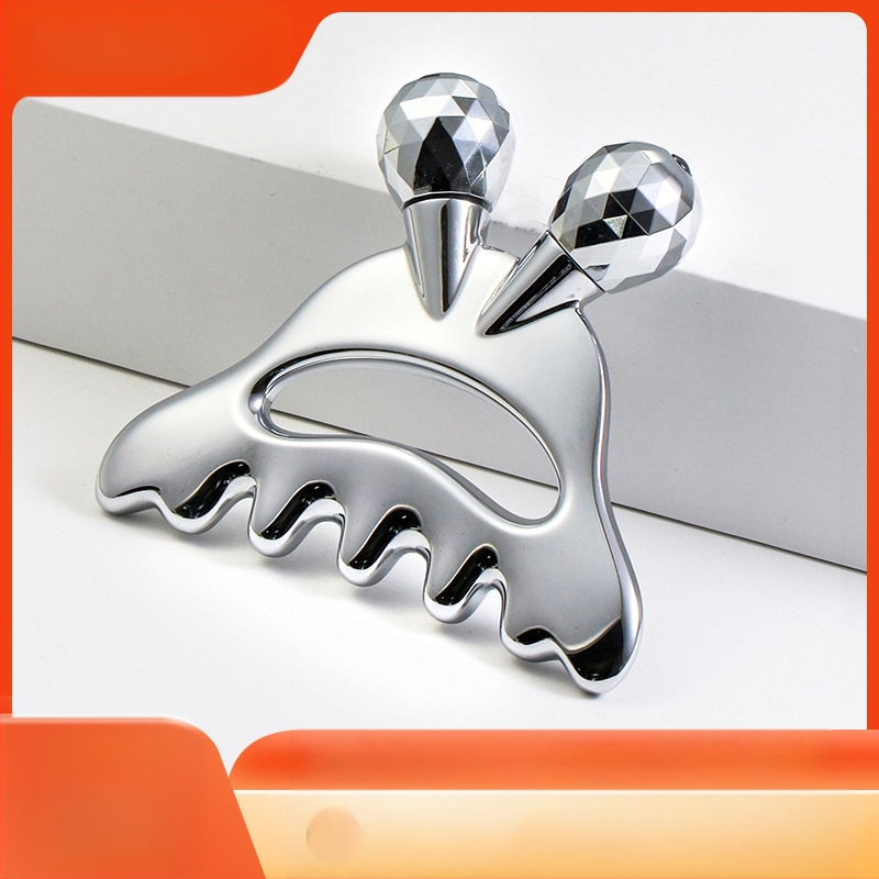 Metalinės galvos odos masažo šukos, daugiafunkcinės galvos „Meridian“ šukos, „Little Monster“ grožio lentos ritininis veido masažo lazdelė