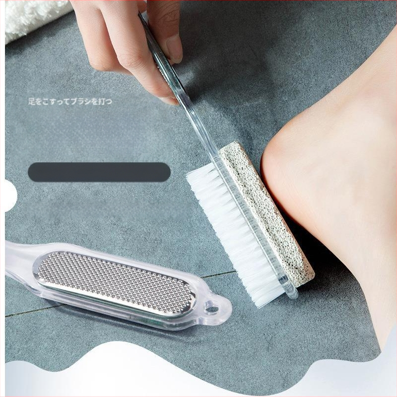 Četri vienā atmirušās ādas noņemšanas līdzeklis, pēdu slīpmašīna, tulznu noņemšanas līdzeklis, pēdu birste, pedikīra vīle, pēdu skrubis, pēdu slīpmašīna, pēdu skrubis