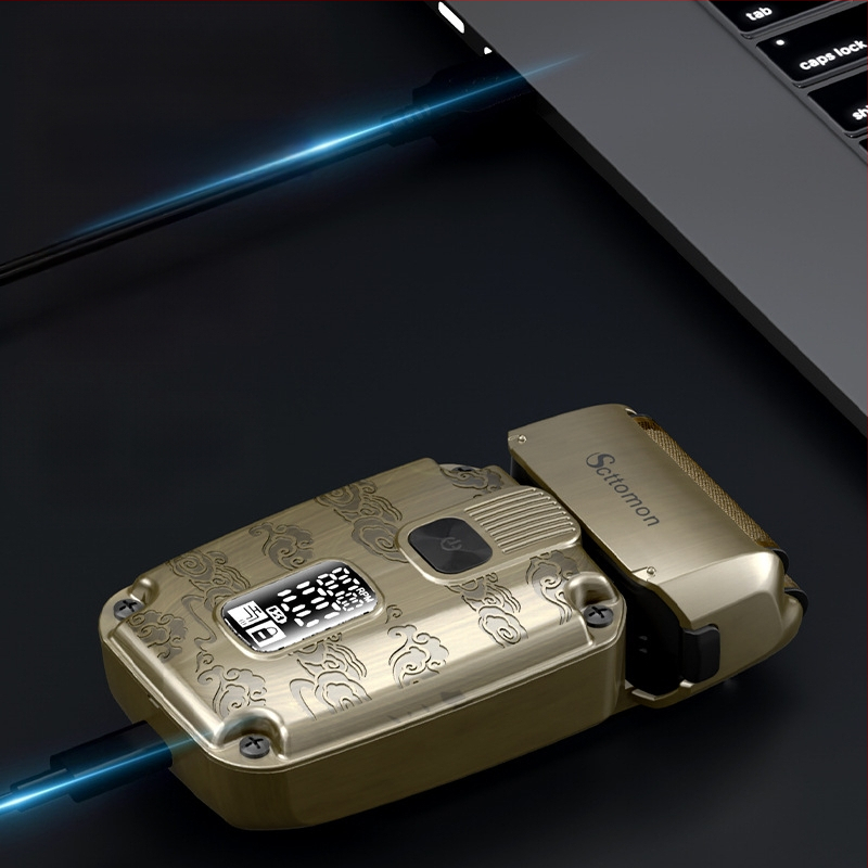 „Scttomon Retro“ stūmoklinis elektrinis skustuvas su dvigubu peiliuku, balinančiu tinkleliu, įkraunamas, plaunamas laikiklis