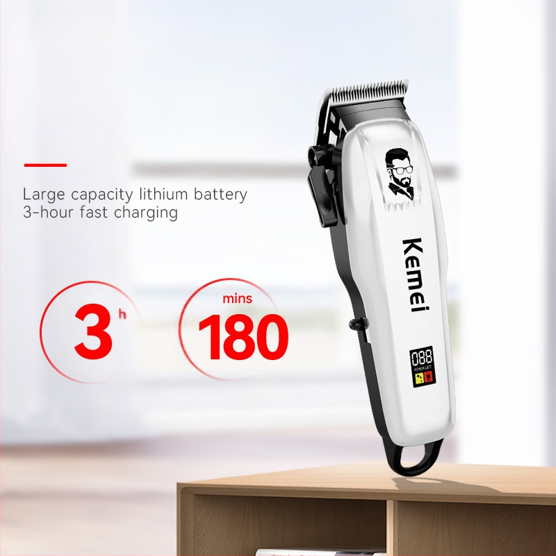 Kemei elektriskā matu griezēja KM-PG809AUSB jaudīga, ātri uzlādējama griezēja galviņa, regulējama LCD digitālā displeja profesionāla matu griezēja