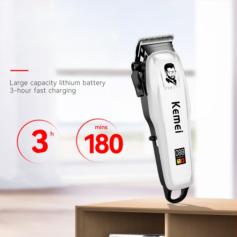 Kemei elektriskā matu griezēja KM-PG809AUSB jaudīga, ātri uzlādējama griezēja galviņa, regulējama LCD digitālā displeja profesionāla matu griezēja