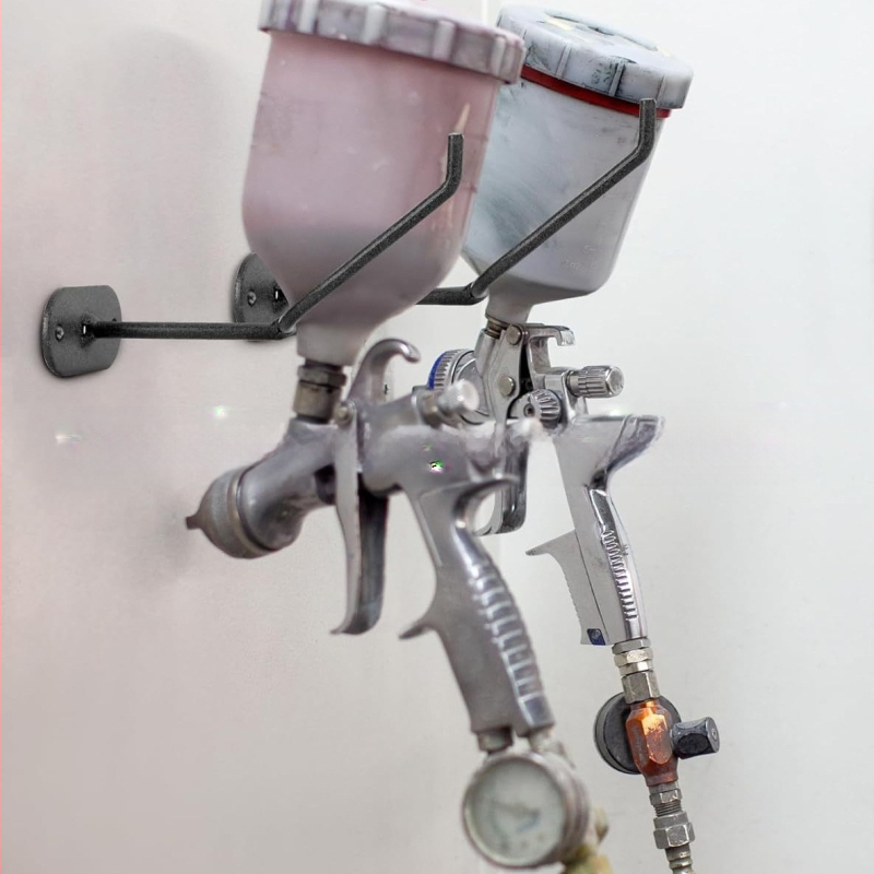 Gravitacinio purškimo pistoleto laikiklis, sieninės plokštės laikiklis, kablys, kabinos puodelis / fiksuotas laikiklis, purškimo pistoletas