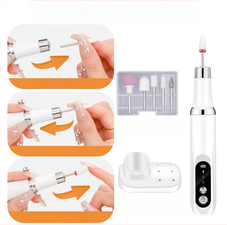 Nagų dailės elektrinis šlifuoklis mini nagų dailės nešiojamas rašytinis testas nagų šlifuoklis, įkraunamas nagų šlifuoklis, didmeninė prekyba