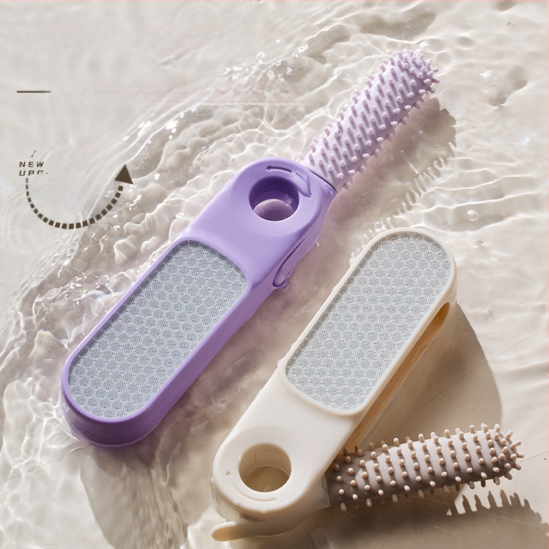 Daugiafunkcis dviejų funkcijų pėdų šlifuoklis, buitinis vonios kambario negyvos odos šalinimo šepetys, sulankstomas dvigubos paskirties pėdų plovimo ir trynimo šepetys