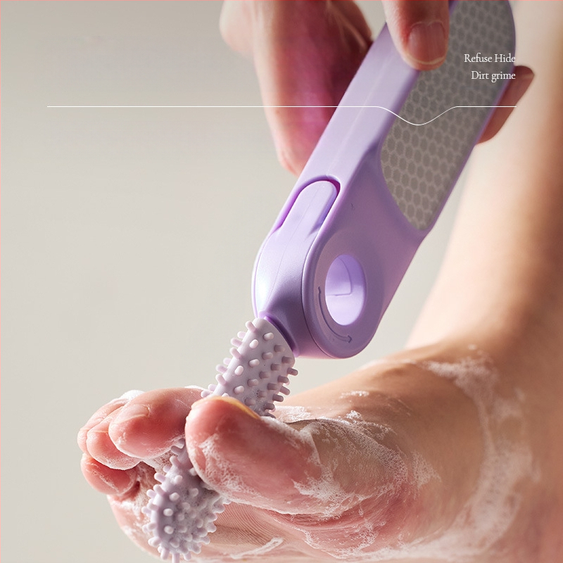 Daugiafunkcis dviejų funkcijų pėdų šlifuoklis, buitinis vonios kambario negyvos odos šalinimo šepetys, sulankstomas dvigubos paskirties pėdų plovimo ir trynimo šepetys