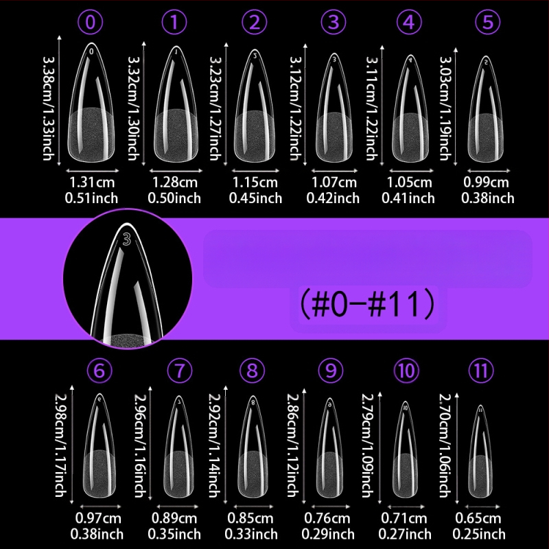 Pusiau šlifuoti nagai, europietiški ir amerikietiški vandens lašo formos nagai, 504 vnt. dėžutėje be graviravimo, itin ploni, be pėdsakų, dirbtinių nagų pleistrai, manikiūro detalės