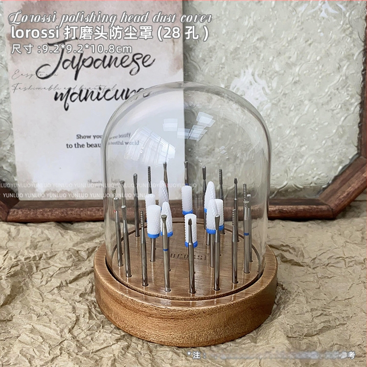 Nagų dailės vintažinio riešuto spalvos šlifavimo galvutės laikymo dėžutės plokštelė, porėta, pažangi laikymo lentyna, ekrano pagrindas