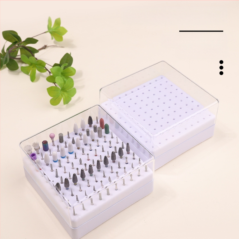 Tarpinė 100 skylių šlifavimo galvutės laikymo dėžutė nagų poliravimo galvutės demonstravimo stovas grąžtų laikymo dėžutė nagų apdailos dėžutė