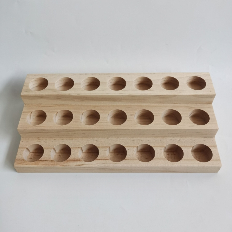 Tarpvalstybinė didmeninė prekyba trijų sluoksnių 21 grotelių eterinių aliejų demonstracine lentyna eterinių aliejų butelių laikymo lentyna medinė nagų lako laikymo dėžutė