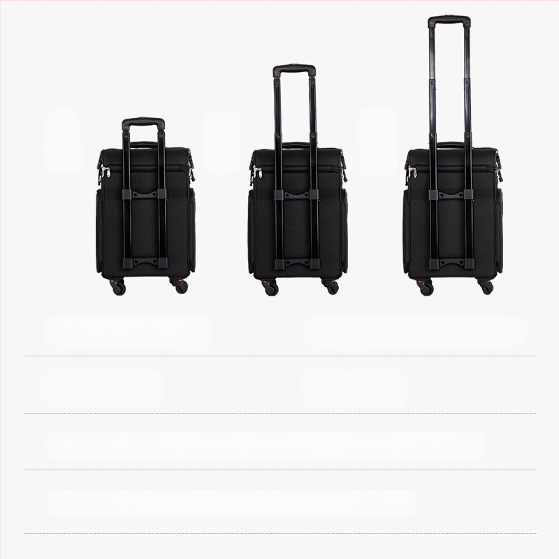 Profesionalus makiažo dėklas, vežimėlio dėklas, tatuiruočių, manikiūro ir blakstienų įrankių dėžutė, didelės talpos makiažo lagaminas iš nailono audinio