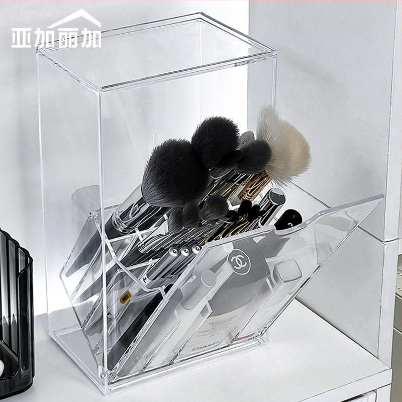Stalinis makiažo šepetėlių laikymo dėžutė, atspari dulkėms, aukštos klasės kosmetikos laikymo dėžutės skyrius, lūpų dažai, antakių pieštukas, tualetinis staliukas, šepetėlių kibiras