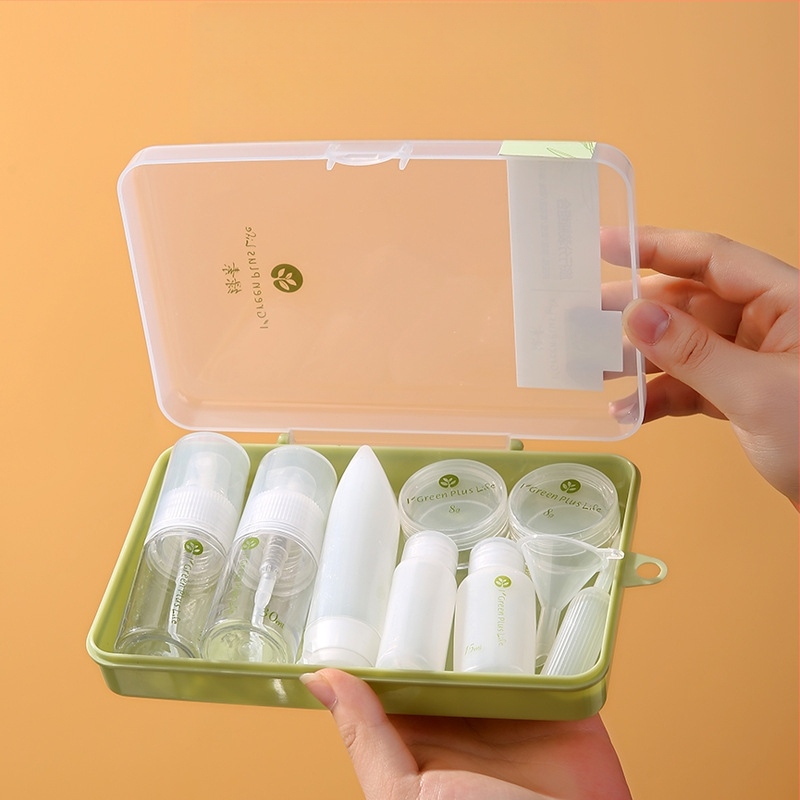 Ceļojumu pudelēs pildīta 10 daļu komplekts Pārnēsājama kosmētikas un ādas kopšanas tukša pudele Lidmašīnas spiedpoga mazgāšanas losjona pudele
