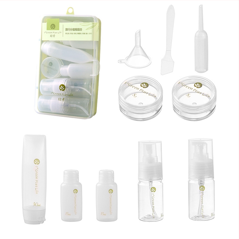 Ceļojumu pudelēs pildīta 10 daļu komplekts Pārnēsājama kosmētikas un ādas kopšanas tukša pudele Lidmašīnas spiedpoga mazgāšanas losjona pudele