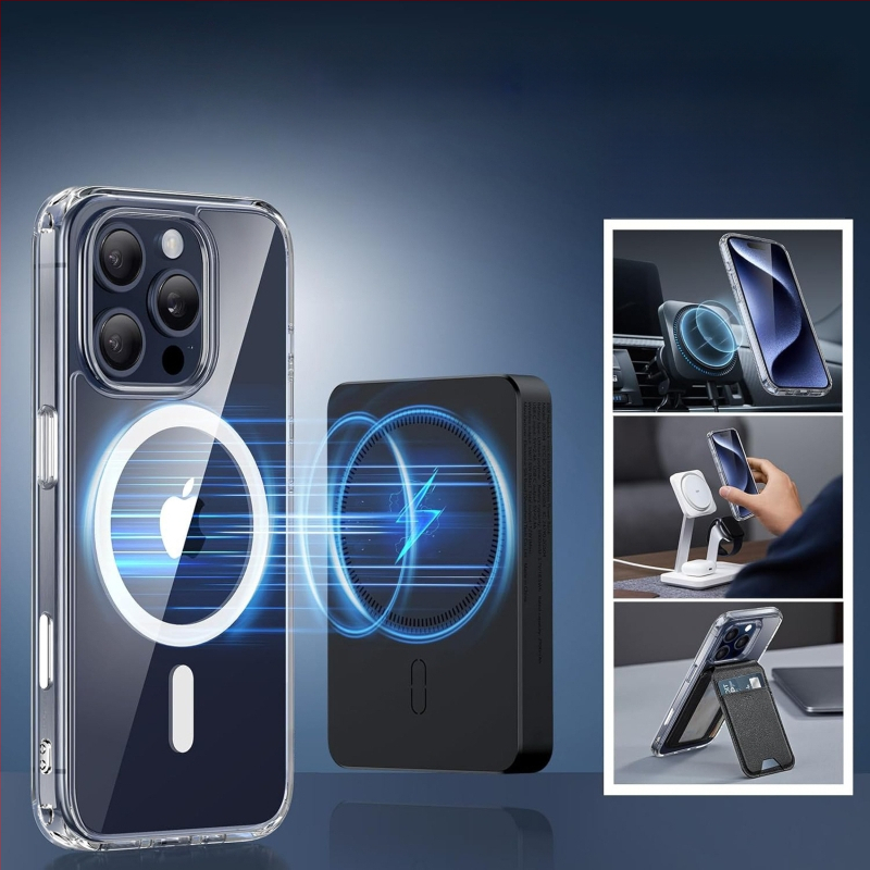 Alkalmas Iphone16Pro átlátszó mágneses Ai érintőképernyős kameragombos mobiltelefon tok Tpu + PC esésgátló tok új modellhez