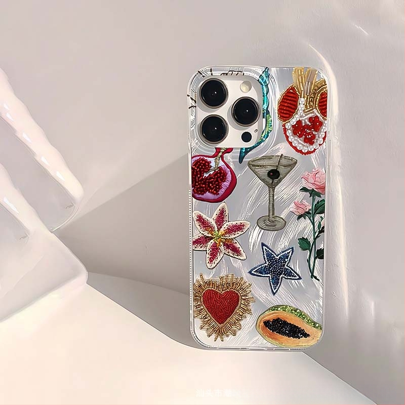 Puzdro s granátovým jablkom a čerešňami vhodné pre iPhone 11/12/13 Advanced XS a Apple 14/15/16 Promax