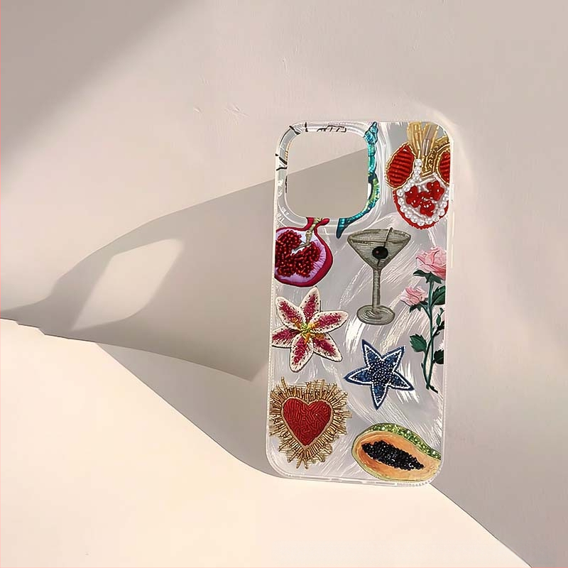 Puzdro s granátovým jablkom a čerešňami vhodné pre iPhone 11/12/13 Advanced XS a Apple 14/15/16 Promax