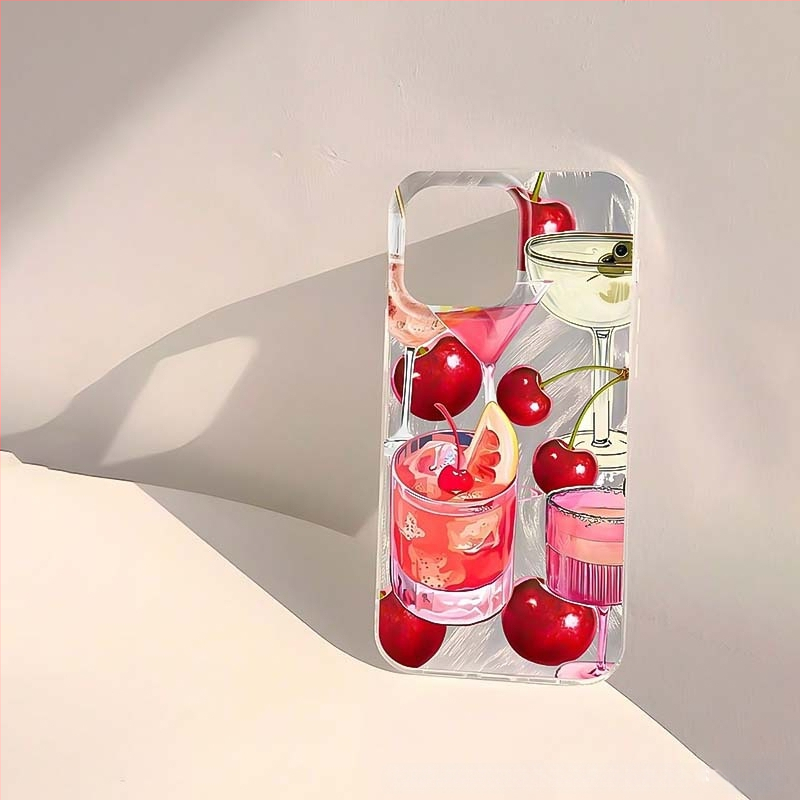 Puzdro s granátovým jablkom a čerešňami vhodné pre iPhone 11/12/13 Advanced XS a Apple 14/15/16 Promax