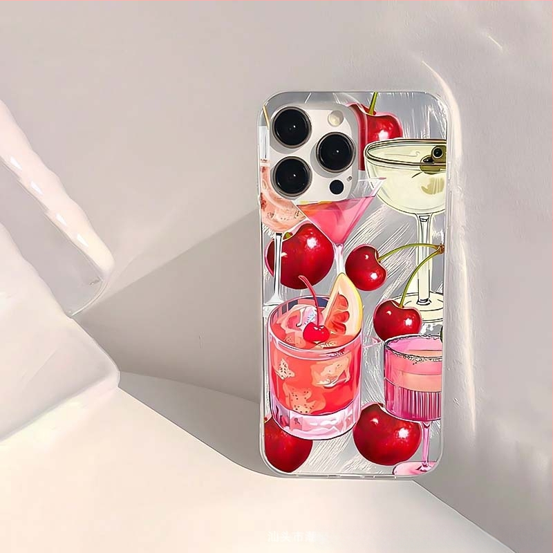 Puzdro s granátovým jablkom a čerešňami vhodné pre iPhone 11/12/13 Advanced XS a Apple 14/15/16 Promax