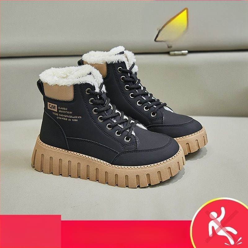 Aukštakulniai laisvalaikio Martino aulinukai 2025 m. rudens ir žiemos populiarūs stiliaus didėjantys stori neslystantys, atsparūs dilimui universalūs angliško stiliaus moteriški batai