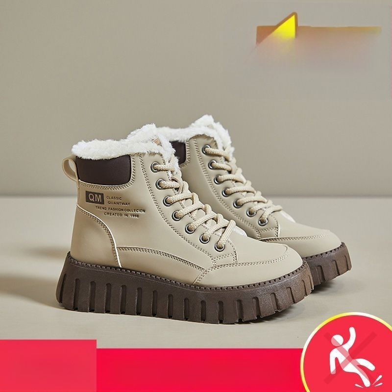 Aukštakulniai laisvalaikio Martino aulinukai 2025 m. rudens ir žiemos populiarūs stiliaus didėjantys stori neslystantys, atsparūs dilimui universalūs angliško stiliaus moteriški batai