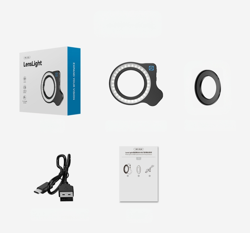 APEXEL мобилен телефон макро светлина за запълване красота нокти зеница снимка бижута идентификация запълваща светлина 37-52 мм резбова връзка