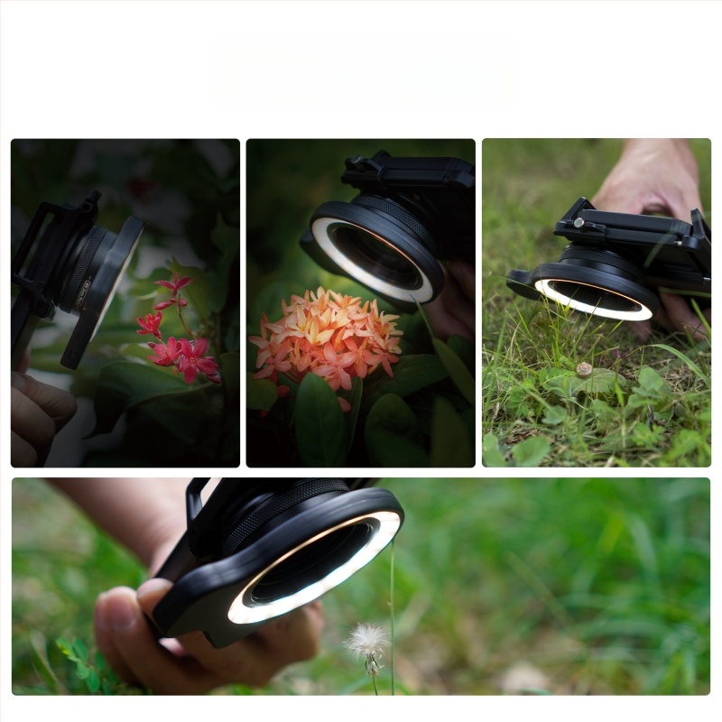 APEXEL мобилен телефон макро светлина за запълване красота нокти зеница снимка бижута идентификация запълваща светлина 37-52 мм резбова връзка