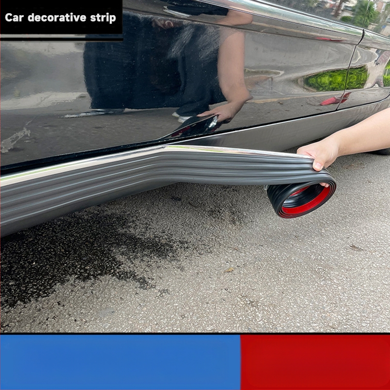 Automobilio šoninio slenksčio apsaugos nuo susidūrimo juosta, apsauganti nuo įbrėžimų, universali sidabrinio krašto kėbulo apsauga, maža, apjuosta guminė apsauginė juostelė, apsauganti nuo įbrėžimų.