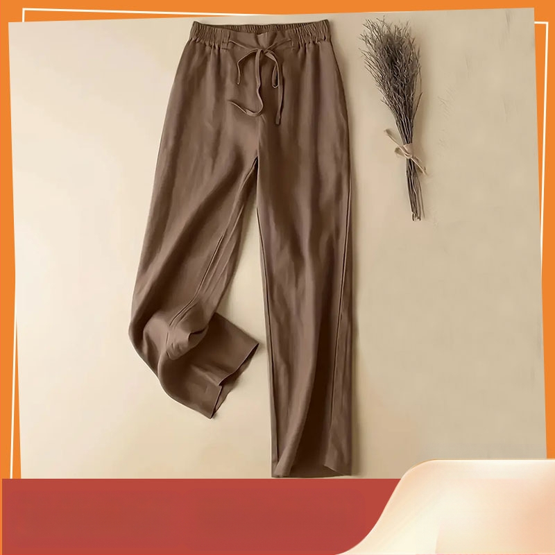 Kelnės pavasariui ir vasarai, vientisos spalvos, tiesaus kirpimo, laisvalaikio, suvarstomos, aukštu juosmeniu, plačios, laisvos, priglundančios, moteriškos kelnės.