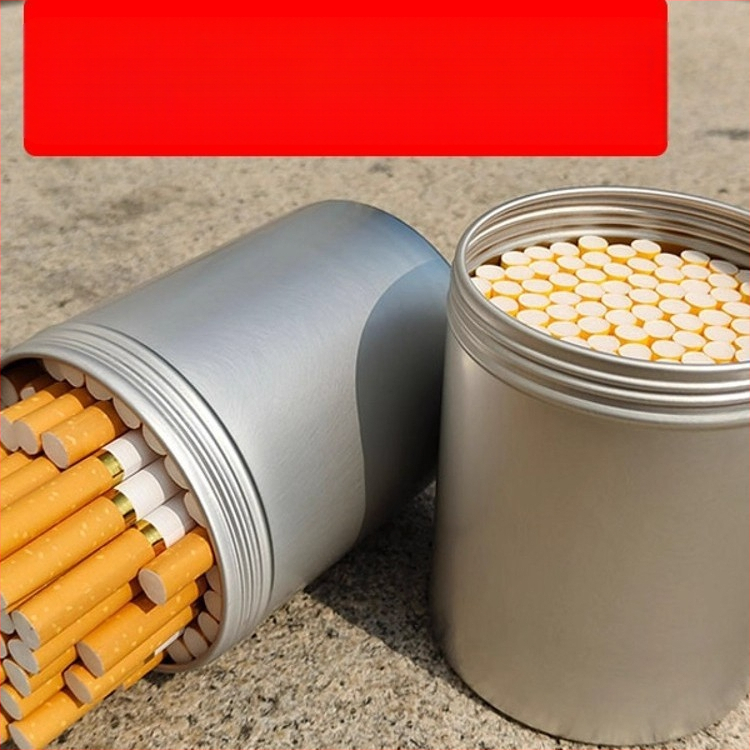 Didelės talpos cigarečių skardinė, 80 vnt., apvali, sandari, drėgmei atspari, drėgmę palaikanti aliuminio skardinė, cigarečių dėžutė, šiurkšti ir smulki cigaretė, universalus cigarečių skardinės cilindras