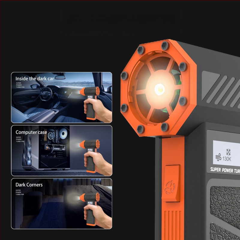 Naujas tarpvalstybinis produktas, 130000 apsisukimų super vėjo greičio turboventiliatorius, nešiojamas lauko bešepetis variklis, rankinis smurto ventiliatorius