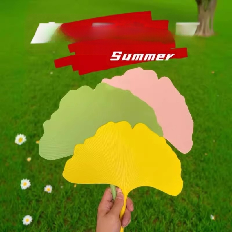 Ventiliatorius, patvarus ir gražus plastikinis ventiliatorius vasarą, būtinas studentams vasarą, meniško stiliaus apvalus ventiliatorius, ginkmedžio lapų ventiliatorius, gaivus