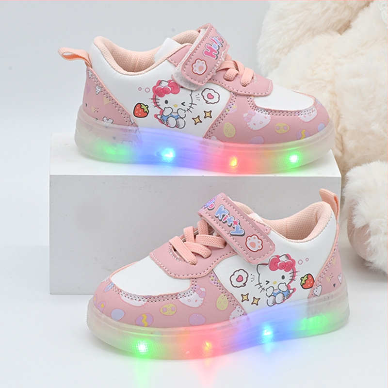 Naiste väikesed valged kingad, multifilmilikud KT kassikujulised kingad, lauakingad, spordijalatsid tüdrukutele 1-3-aastastele pehme tallaga väikelapse kingad kevadeks ja sügiseks