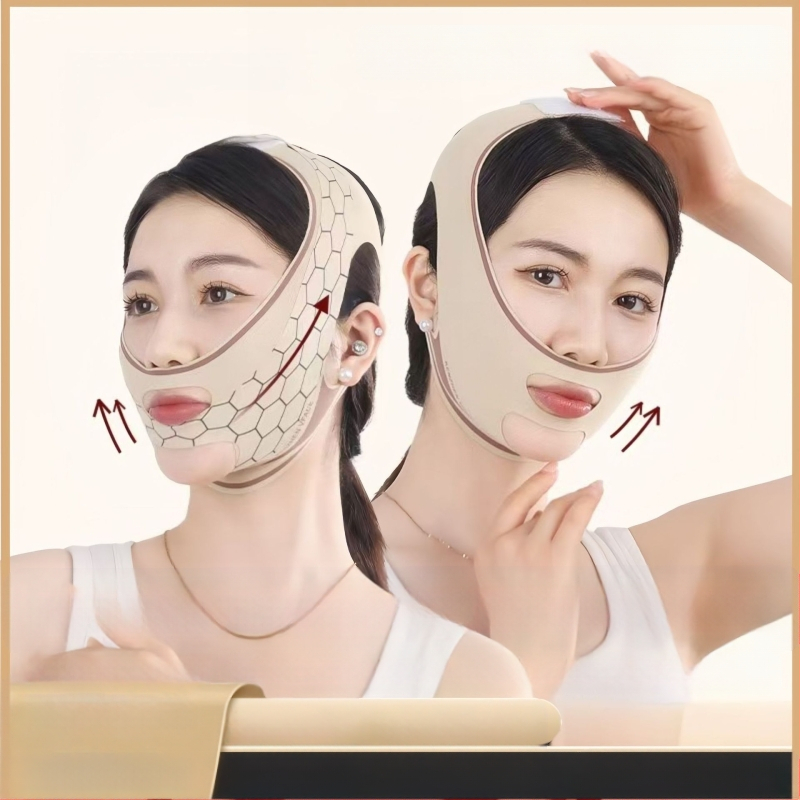 Piiriülene näo tõstmise ja pinguldamise artefaktiga näo vormiv side V-kujuline näo lõtvumisvastane pinna nikerdusmeetod mustriga unemask õmblusteta