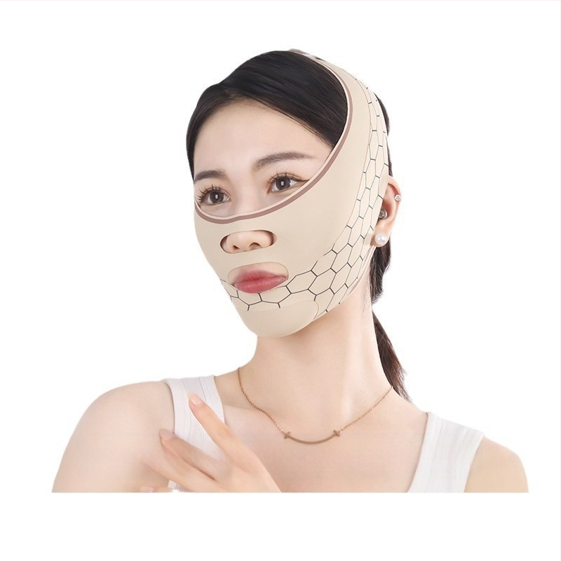 Piiriülene näo tõstmise ja pinguldamise artefaktiga näo vormiv side V-kujuline näo lõtvumisvastane pinna nikerdusmeetod mustriga unemask õmblusteta