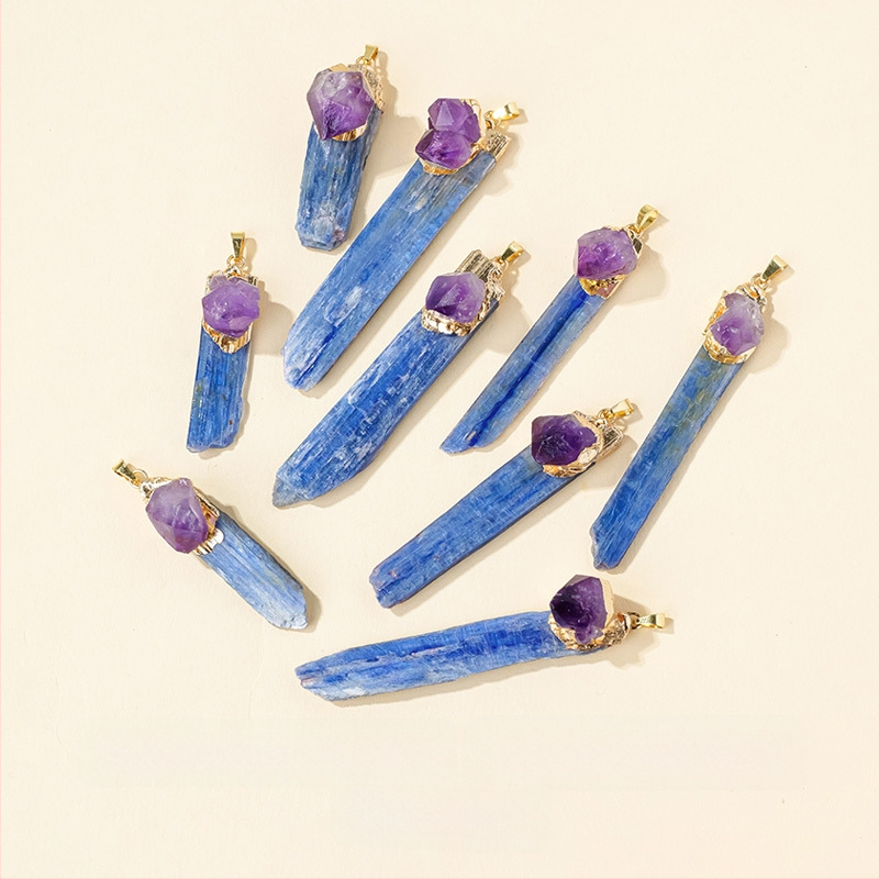 Natūralaus krištolo kianito ilgas pakabukas, netaisyklingo krištolo ilgo apvado karoliai, aksesuarai, didmeninė prekyba