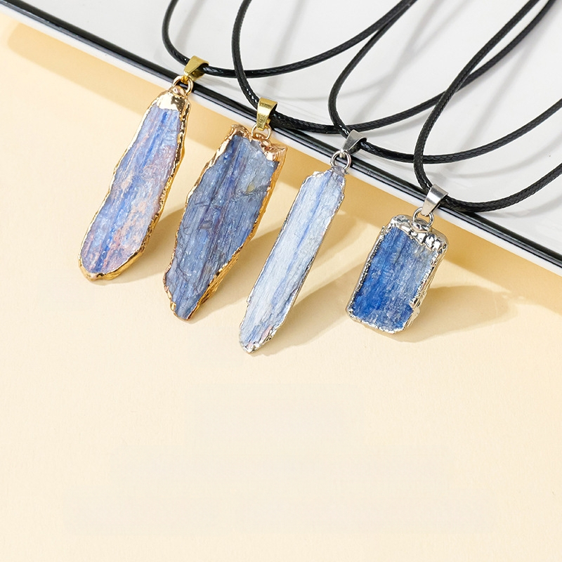 Natūralaus krištolo kianito ilgas pakabukas, netaisyklingo krištolo ilgo apvado karoliai, aksesuarai, didmeninė prekyba