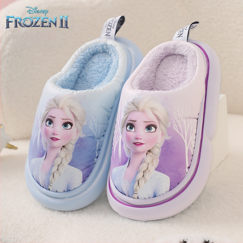 Jäätunud tüdrukute sussid pritsmekindlad talvised multifilmiprintsess Elsa pehme põhjaga beebikodu puuvillased sussid