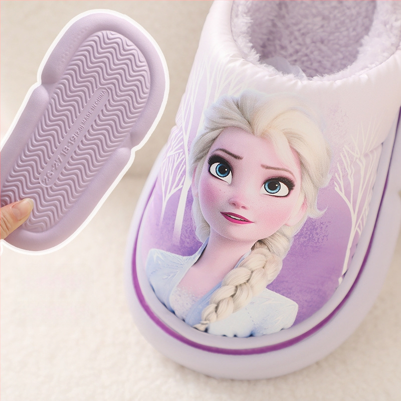 Jäätunud tüdrukute sussid pritsmekindlad talvised multifilmiprintsess Elsa pehme põhjaga beebikodu puuvillased sussid