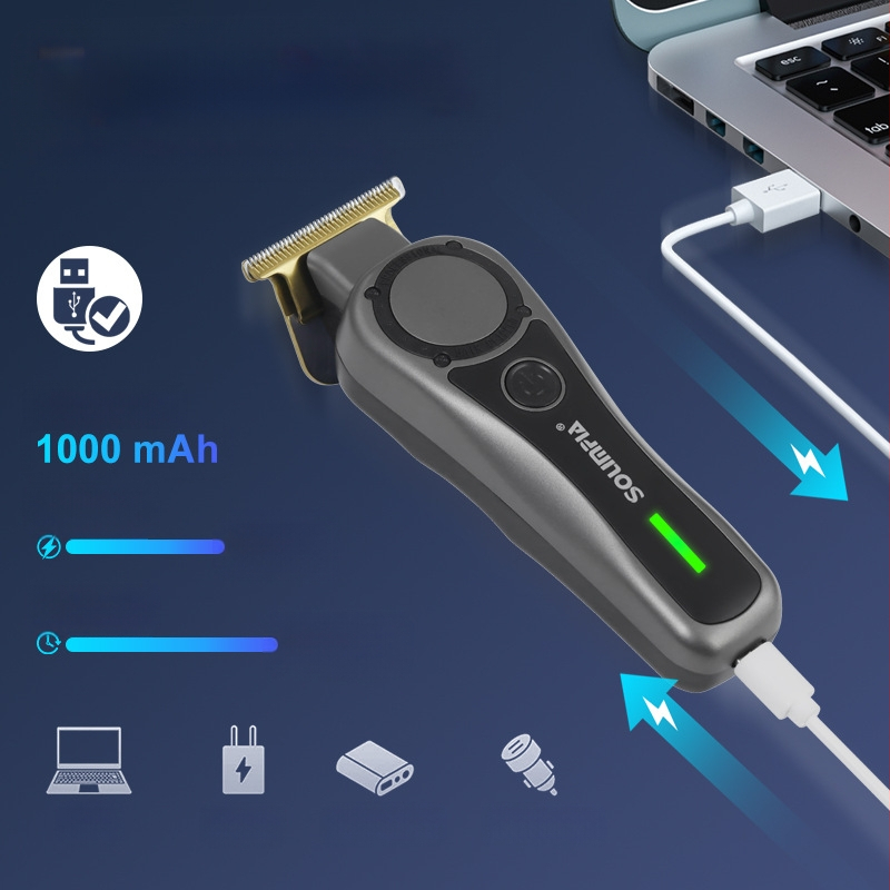 SOLIMPIA Vintage matu griezējs vīriešu skuveklis elektriskais griezējs USB uzlādējams matu salona eļļas galvas griešanas griezējs