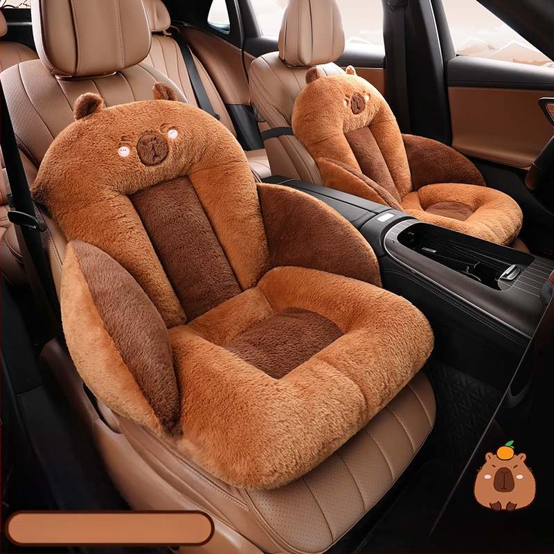Automašīnas sēdekļa spilvens rudenī un ziemā ar plīša flīsa oderi, palielināts vidukļa atbalsts, integrēts sēdeklis, aizmugurējā sēdekļa spilvens, neslīdošs, silts, viens sēdeklis