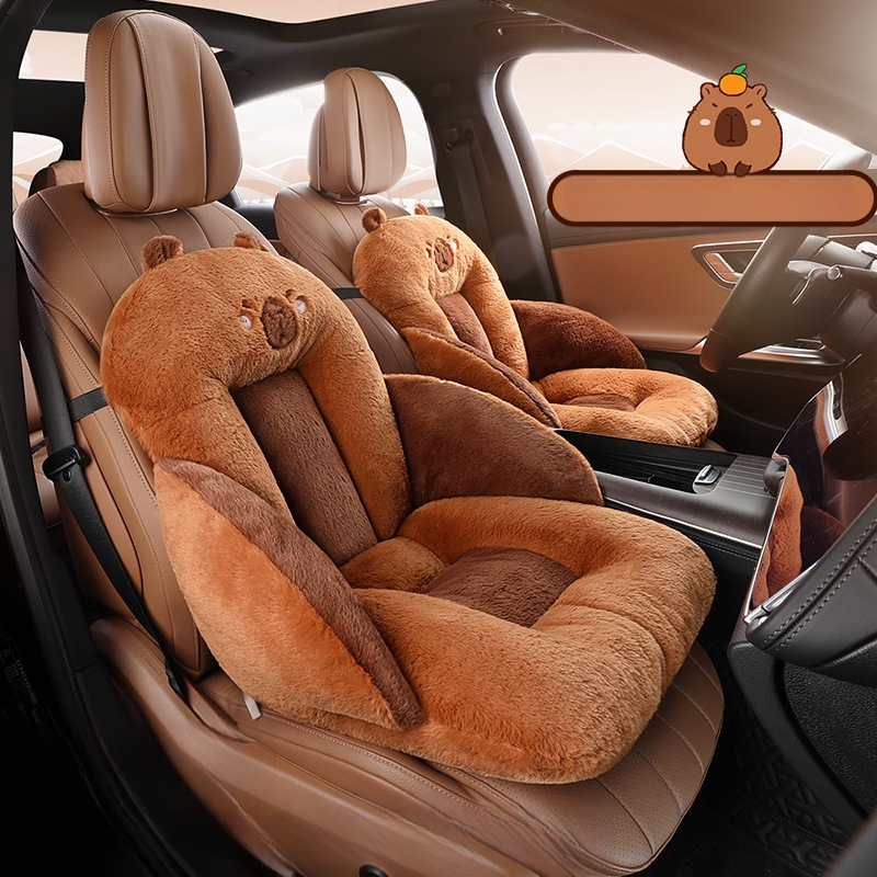 Automašīnas sēdekļa spilvens rudenī un ziemā ar plīša flīsa oderi, palielināts vidukļa atbalsts, integrēts sēdeklis, aizmugurējā sēdekļa spilvens, neslīdošs, silts, viens sēdeklis
