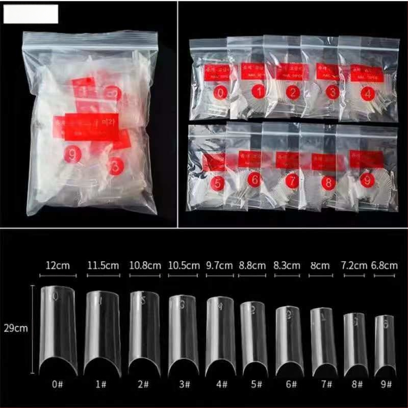 C-тип нокти нокти нокти 500 броя прозрачни изкуствени нокти извита чанта водопроводна тръба лепенка за нокти продажба Amazon