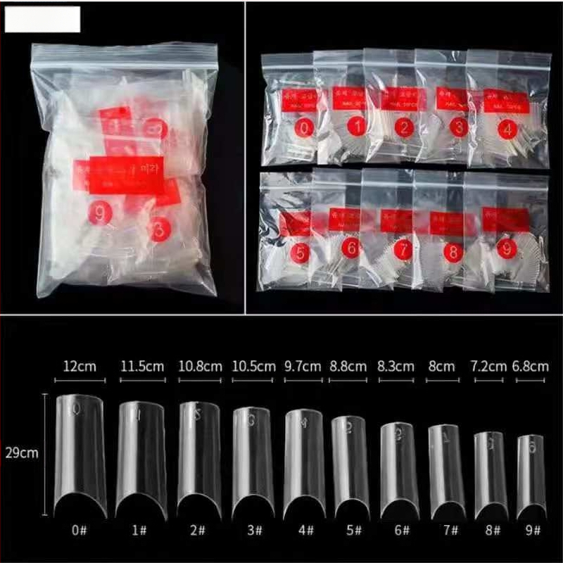 C-тип нокти нокти нокти 500 броя прозрачни изкуствени нокти извита чанта водопроводна тръба лепенка за нокти продажба Amazon