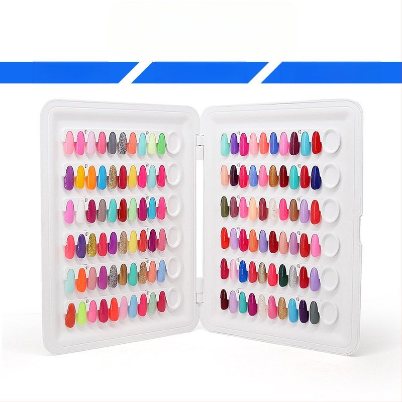 Nagų dailės spalvų kortelės knygelė, nuimama vitrina, nagų dailės spalvų kortelė, vitrina, nagų lako klijai, nagų stilius, nešiojamas