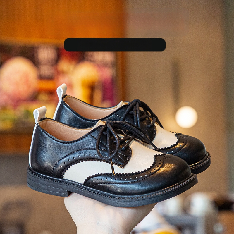 Poiste nahkkingad 2025. aasta kevad- ja sügiskingad, uued, Korea stiilis, algkooli kingad, mustad, tüdrukute vabaajakingad