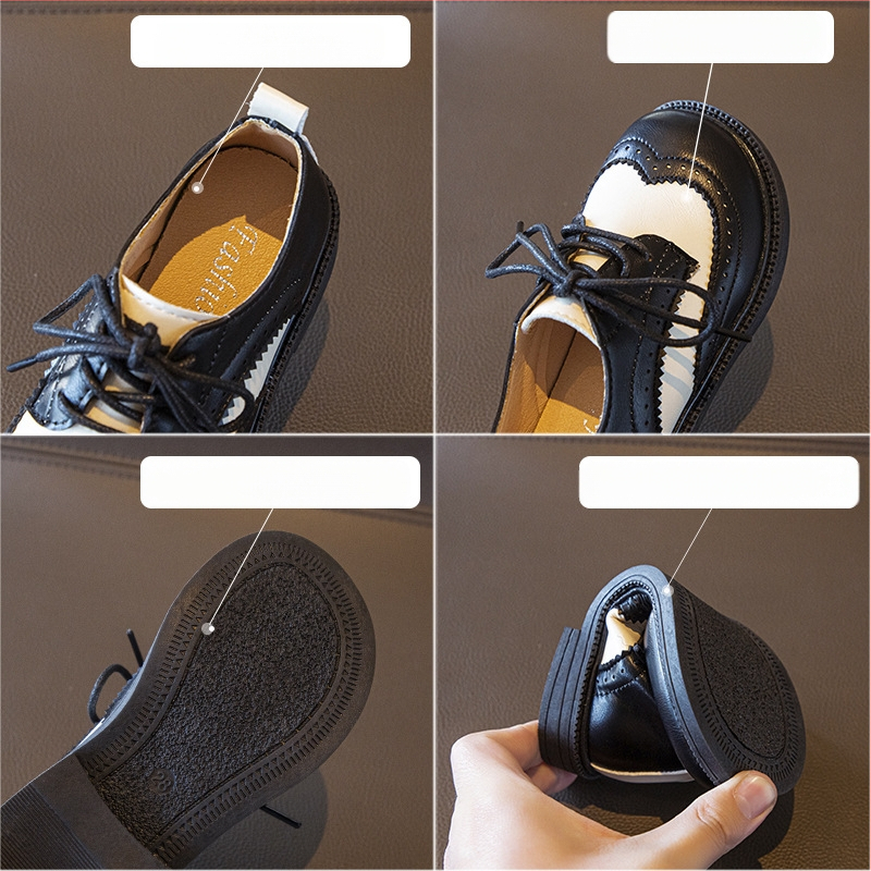 Poiste nahkkingad 2025. aasta kevad- ja sügiskingad, uued, Korea stiilis, algkooli kingad, mustad, tüdrukute vabaajakingad